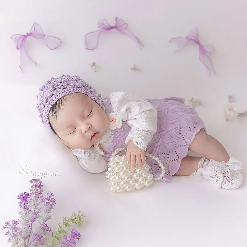 Girl Purple Floral Theme Set - Newborn Photography Props - Image 3